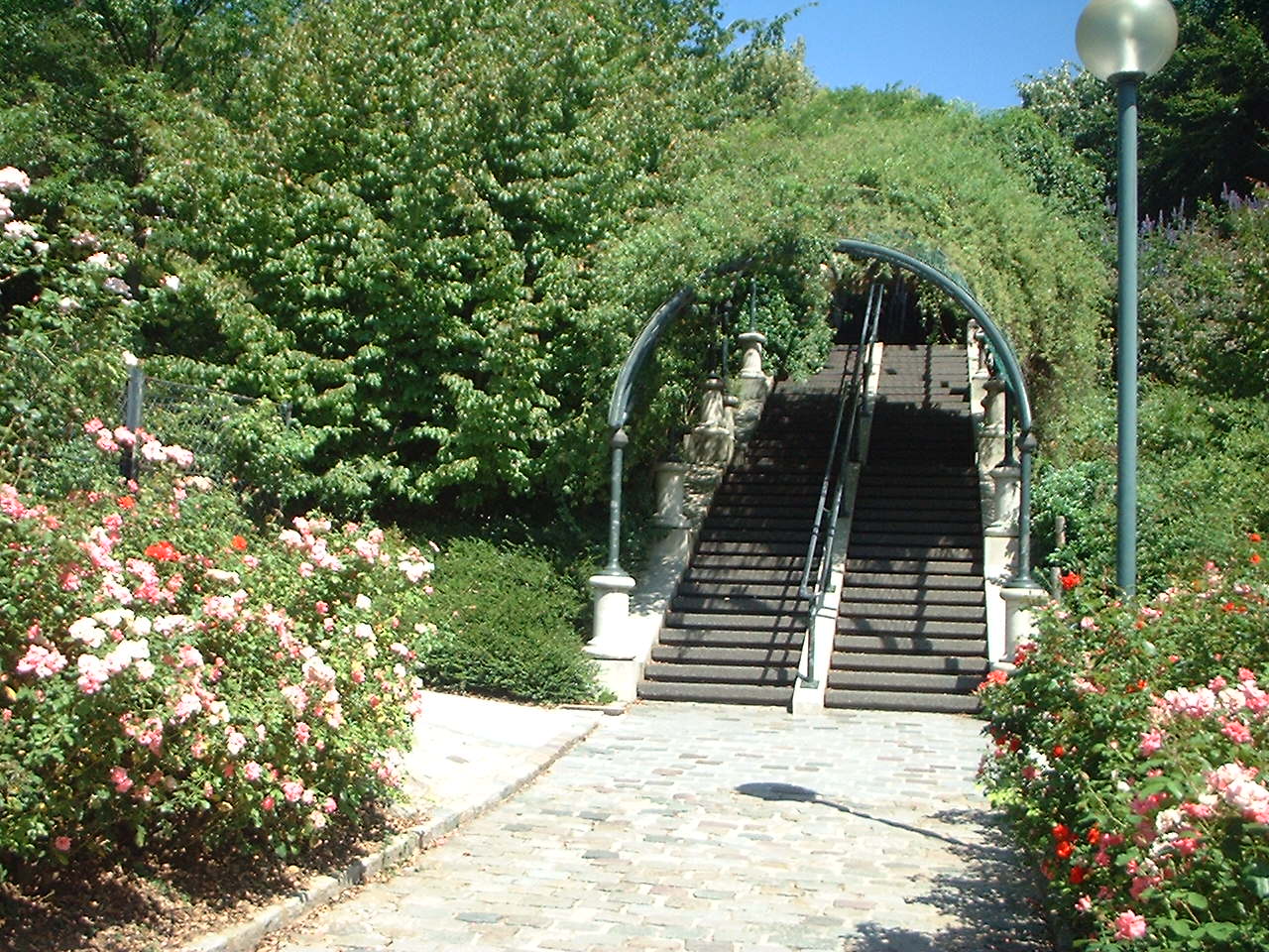 Parc de Belleville in Paris, a hillside park above the neighborhood