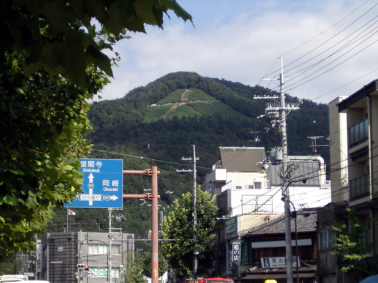 The hillside of Daimonji above Kyoto, where the August fire character is set