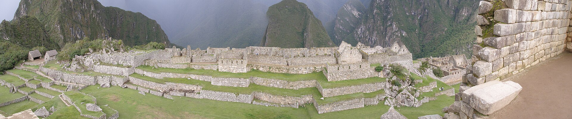 The Inca citadel of Machu Picchu on its ridge above the Urubamba