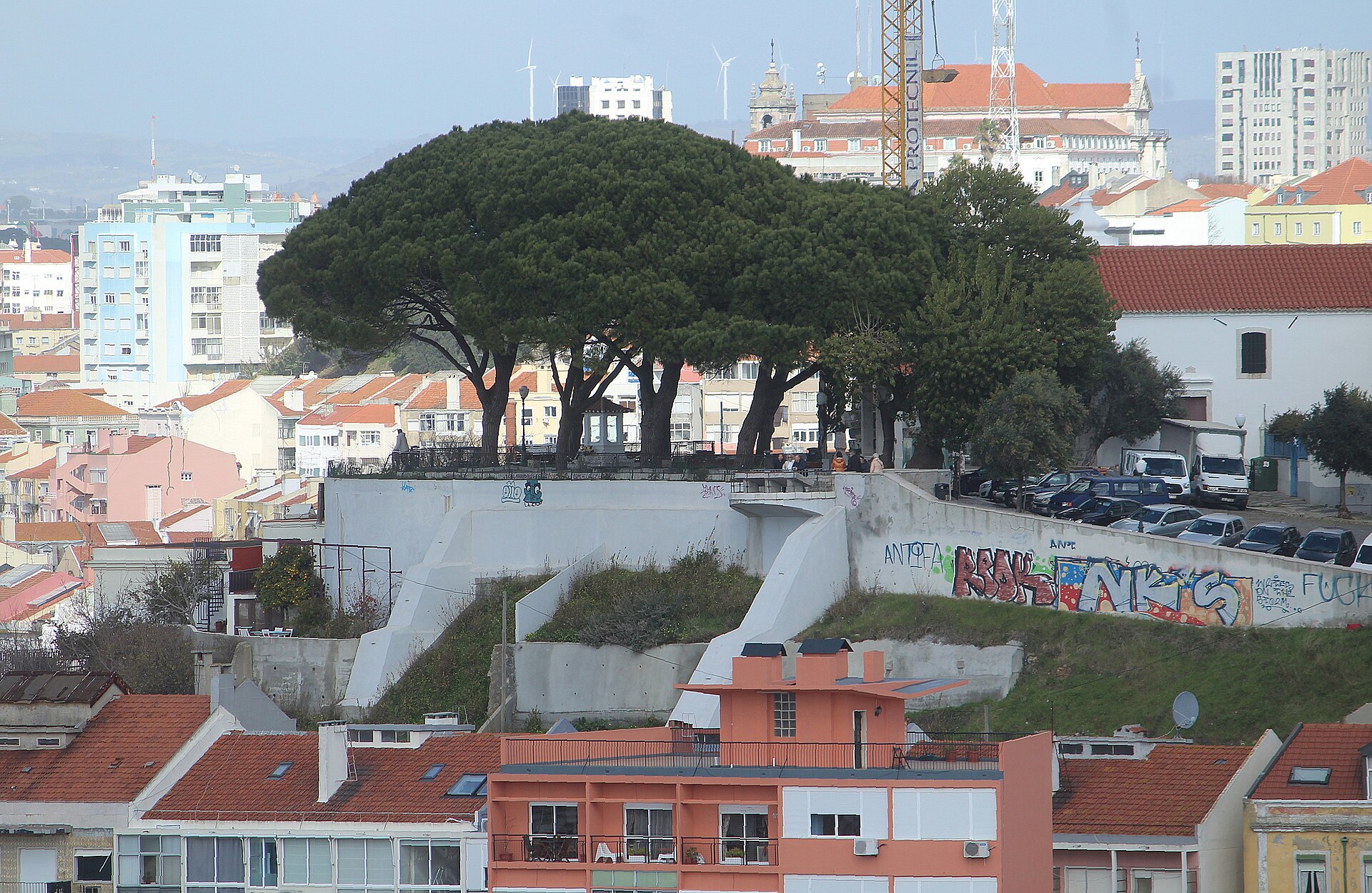 The view from Miradouro da Senhora do Monte over Lisbon’s rooftops toward the castle